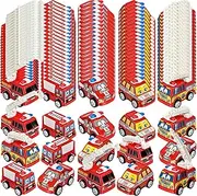 Panitay 100 Pcs Mini Fire Truck Toy Bulk Birthday Party Supplies Firefighter Rescue Vehicle Small Fire Engine Truck Toy for Fireman Cake Toppers Bag Filler Construction Gifts