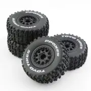4Pcs Wheel Tires Rims For Thunder Magic Slash 727 1/10 RC Short Course Car Truck