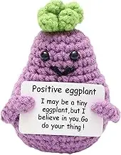 Emotional Support Pickle, 2.75inch Positive Potato Poo Avocado with Cards, Handmade Mental Health Emotional Cheer Up Support Encouragement Funny Gifts for Office, Desk, Bedroom (Eggplant)