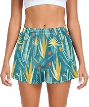 [FRODOTGV] Retro Aloes Athletic Shorts for Women Loose & Comfy Training Shorts for Soccer Teenis Exercise Indoor S