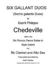 Clarinet & Alto Sax Duets 6 Gallant Duos Chedeville Rococo 32 pp. 6 Dance Suites