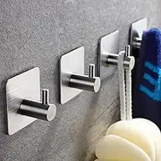 Adhesive Towel Hooks - Self Adhesive Robe Hooks Home Coat Hook SUS 304 Stainless Steel Bathroom Hooks Stick on Wall with Glue