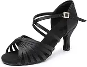 [Rosefinch] Latin Dance Shoes for Women Salsa Ballroom Performance Shoes Professional Practice Dance Shoes 5/7 cm Heel 34-41 EU