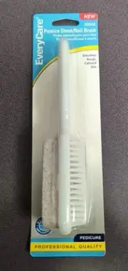 Pumice Stone Nail Brush w Handle Smoother & Bristle Brush