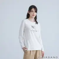 在飛比找Yahoo奇摩購物中心優惠-GIORDANO 女裝可愛動物印花長袖T恤 - 02 皎白