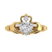 14K Yellow Gold Claddagh Anniversary Ring, 1.06 ct Heart Cut Simulated Diamond