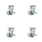 Tool Box Caster Wheel Set – 4 Inch Semi Steel Cast Iron Swivel Casters – SCC