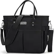 MAXTOP Lunch Bag Women,Insulated Thermal Lunch Large Tote Bag,Lunch Box for Men with Adjustable Shoulder Strap, 4-Outside Pockets for Office Work Picnic Shopping, Charcoal Black, Large