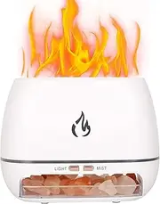 Salt Lamp, Portable Salt Lamp, 3 in-1 Simulated Flame Lamp, 7 Color Change Ultrasonic Diffuser, Safe and Quiet Oil Diffuser, Aromatherapy Diffuser for Oils