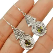 Natural 2CT Peridot 925 Solid Sterling Silver Earrings @B8-8