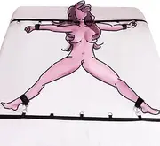 BDSM Bed Straps Restraints Sex Plush Tie Downs Under Mattress Adult Play Spreaders Bar Legs and Hands, Bondge Ties for King/Queen Size Bed Sex Bondage Kit Toys Cuffs for Women Sweater