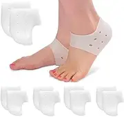 6 Pairs Plantar Fasciitis Silicone Gel Sleeve Breathable Protective Heel Air Support, Reduce Pressure on Heel, Relief Heel Pain and Cracked Heel