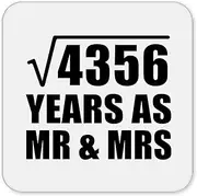 [Designsify] Gifts, 66th Anniversary Square Root of 4356 Years As Mr & Mrs, Drink Coaster Mat Wipe-Clean Non-Slip Non-Skid Cork Back, for Birthday Mom Dad Parents Fathers Mothers Day Party