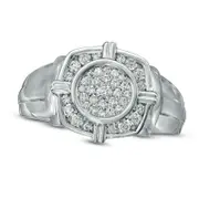 Men's 0.50 CT. T.W. Natural Diamond Compass Ring in Solid 10K White Gold