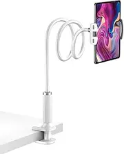 NQQNQQ【96CM】 Gooseneck Tablet & Phone Holder Bed Mount, Adjustable Flexible Arm Clamp Clip Stand Compatible for iPad, iPhone, Nintendo Switch, Samsung Galaxy Tabs, Kindle Fire, and More. KI-R (White)