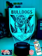 CANTERBURY BULLDOGS FOOTBALL Personalised 3D LED Night Light Colour Change Lamp