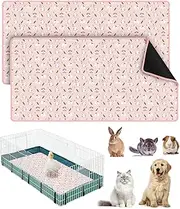 Bissap 2 Packs Guinea Pig Cage Liners, 47''X24'' Washable Guinea Pig Pee Pads Non Slip Reusable Fast and Super Absorbent Bedding for Small Animals Rabbit Hamster Chinchillas Rat - Pink