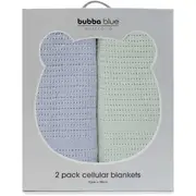 Bubba Blue Nordic Cellular Blankets 2 Pack - Sky/Avocado