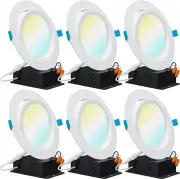 6 Pack Recessed LED Lights Canless 6 Inch Eyeball Gimbal 12W, Selectable 2700K/3
