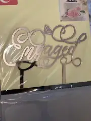 NWT Cake Topper 'ENGAGED' Rose Gold Acrylic Shiny