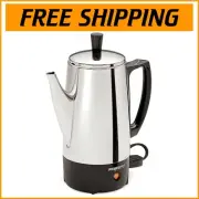 Luxury Stainless Steel 6-Cup Coffee Percolator with Automatic Keep-Warm