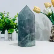 816g Natural Fluorite Crystal Obelisk Quartz Tower Healing Wand Point