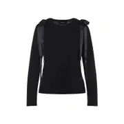 [Simone Rocha] Simone Rocha-Black Bow Ribbon Lyocell T-Shirt-Donna S STAND