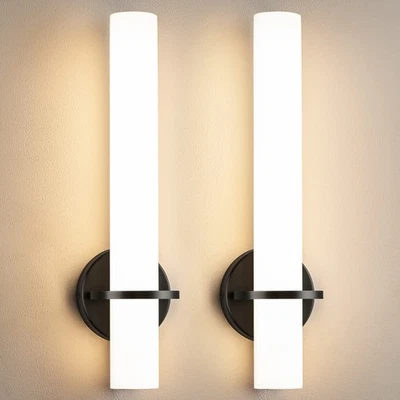 Black Wall Sconces 18 inch Modern Wall Sconces Set of Two 18W 3000K LED Dimma...
