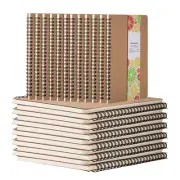 12 Pack Spiral Notebook, A5, Kraft Cover, 120 Pages, Unlined Notebook, Brown