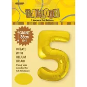 Number 5 Foil Balloon - Gold