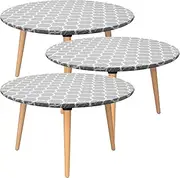 3 Pcs Elastic Edged PVC Tablecloth, Oil and Waterproof Wipeable Table Cover, Round Fitted Table Cloth, Table Protector for Indoor Outdoor About 110 to 140 cm