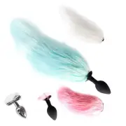 Glowing Fur Fox Anal Tail Butt Plug Cosplay Bdsm Pet Play Fetish fur,silicone,st