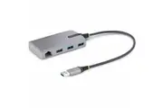 StarTech.com 3-Port USB Hub with Ethernet, USB-A Ports, Gigabit Ethernet/GbE, 5Gbps, Bus-Powered, 1ft/30cm Cable, Portable Lapto