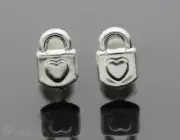 Love Padlock Hypo-allergenic Silicone Silver Enamel Earrings Ladies Girls Studs