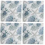 4pc LVD Ceramic Coasters Home/Dining Table Protector Square 9x9cm Coastal