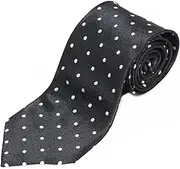 [Zasel] Mens Black With White Polka Dots Patterned 8cm Neck Tie Black, White