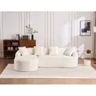 LY-022 GREY COMPRESSION SOFA Combining Chaise Longue With 3-seater, Wood Grain C