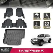 AUSGO Floor Mats Boot Liner Set for Jeep Wrangler JK Series 4-Door 2012-2018