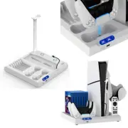 Cooling Fan Charging Dock Station Headphone Bracket For PS5//Slim Controller