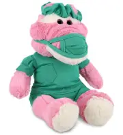 DolliBu Pink Alligator Doctor Plush Toy Stuffed Animal with Outfit, 10 Inch