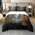 100% Natural Bedding Set King Size Magic Jungle Space Duvet Cover