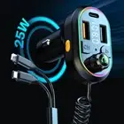 Black Car Charger Bluetooth 5.0 FM Wireless Transmitter Charge Cable Accessories