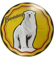 Bundy Bundaberg Rum Metal Bar Sign Round Single Sided 560mm Man Cave Gift
