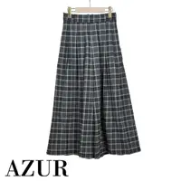 在飛比找momo購物網優惠-【AZUR】後鬆緊格紋寬版褲裙-2色