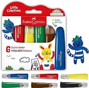 Faber-Castell Little Creatives Extra Jumbo Ultra Washable Markers for Kids - 6 Colors, Back to School Supplies, Art Supplies for Kids Toddlers, Preschool Ages 3+