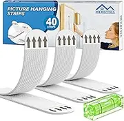 Heavy Duty Large Picture Hanging Strips, 20-Pairs (40 Packs) Velcro Adhesive Picture Hangers, No Damage Wall Hanger Without Nail, Poster Hanger Strips, Picture Hanging Hooks for Wall Decoration