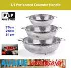 Stainless Steel Perforated Colander Re-enforced Hard Mesh Strainer Basket Sieve