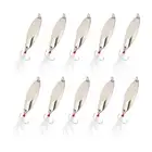 10Pcs 4/5 oz Metal Fishing Spoons Fishing Lures Casting Spoon, Silver Tone