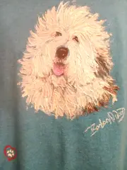 HAND-PAINTED 3D OLD ENGLISH SHEEPDOG TSHIRT by BARBARA WOOD! LARGE