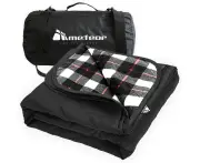 METEOR 210x140cm Extra Large Outdoor Rug Camping Blanket Picnic Blanket Travel Blanket Flight Blanket (White & Black Checks)